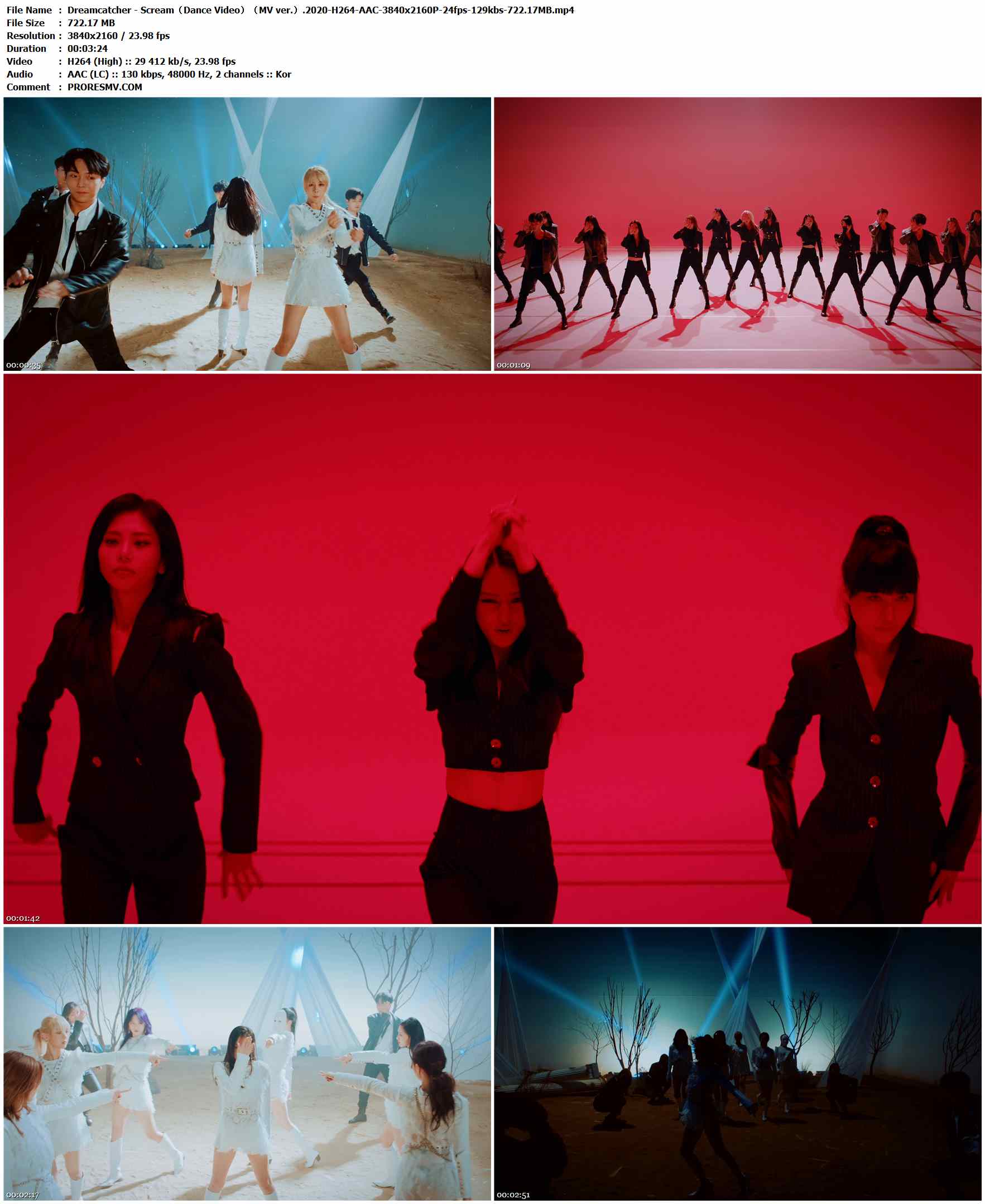 Dreamcatcher - Scream（Dance Video）（MV ver.）.2020-H264-AAC-3840x2160P-24fps-129kbs-722.17MB官方MV_高清MV
